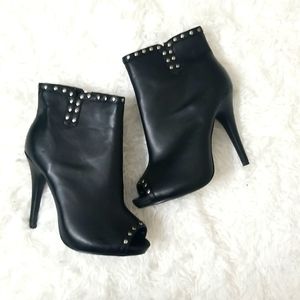 New Black Studded Open-Toe Booties size 9